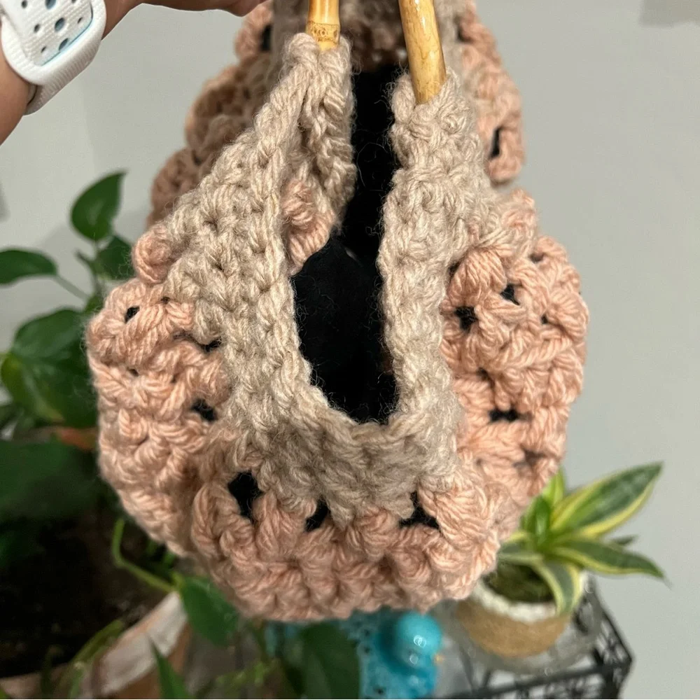 Handmade Small Crochet Hobo Handbag